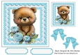 Cute Teddy With Blue Polkadot & Bows 7x7