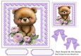 Cute Teddy With Purple Polkadot & Bows 7x7