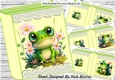 4 Cute Little Frogs On Lace Folded Book Mini Kit