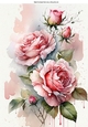Pretty Pink Roses With Buds A4 (two)