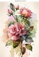 Pretty Pink Roses With Buds A4 (three)