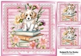 Cute Puppy With Books & Pink Lace With Flowers 8x8 (four)