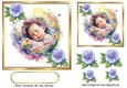 Sweet Sleeping Baby Girl with flowers 7x7 (two)