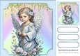 Pretty Angel in Blue Rainbow With Flowers 8X8