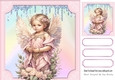 Pretty Angel in Pink Rainbow With Flowers 8X8
