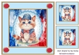 Independance Day July 4th Kitten dressed up 8x8 Card Front (three)