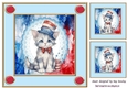 Independance Day July 4th Kitten dressed up 8x8 Card Front (Four)