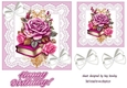 Pretty Pink Roses With Books On Lace 7x7 With Bows (two)