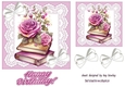 Pretty Pink Roses With Books On Lace 7x7 With Bows (three)