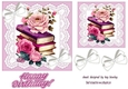 Pretty Pink Roses With Books On Lace 7x7 With Bows (four)