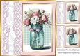 Pretty Jar Of Roses, With Lace & Bow 8x8 (three)