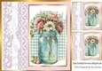 Pretty Jar Of Roses, With Lace & Bow 8x8 (four)