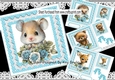 4 Cute Woodland Animals With Blue Polkadot & Bows 7x7 Mini Kit