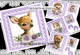 4 Cute Woodland Animals With Purple Polkadot & Bows 7x7 Mini Kit