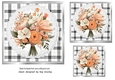 Pretty Bouquet Of Peach Flowers On Lace Black/White 7x7 (Two)