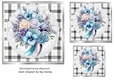 Pretty Bouquet Of Blue Flowers On Lace Black/White 7x7 (Three)