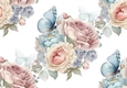 Butterflies And Pink Shades Of Roses/Flowers Backing Paper (Big)