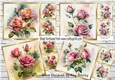  4 Pretty  Shades Of  Pink Roses With Buds 8x8 Cards Mini Kit
