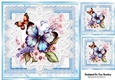 Beautiful Butterflies/Flowers On Blue Lace 8X8 Frames (Two)