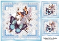 Beautiful Butterflies/Flowers On Blue Lace 8X8 Frames (Three)