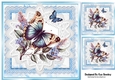 Beautiful Butterflies/Flowers On Blue Lace 8X8 Frames (Four)