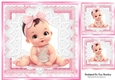 Cute Baby Girl With Smile Pink & White Lace 8x8 (two)