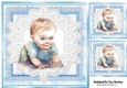 Cute Baby Boy Crawling Blue & White Lace 8x8