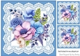 Pretty Blue And Lace With Pink/Blue Flowers 8x8 (Four)