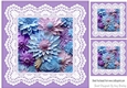 Pretty Purple And Lace With Purple/Turq 3D Flowers 8x8 (Two)
