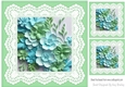 Pretty Green And Lace With Green/Turq 3D Flowers 8x8 (Four)
