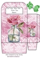 Pink Lace Burlap Gift Bag With Pink Roses In A Jar (Three)