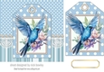 Pretty Bluebird With Flowers On Polkadot Tag 7x7 (one)
