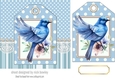 Pretty Bluebird With Flowers On Polkadot Tag 7x7 (Two)
