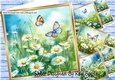 4 White Daisies And Butterflies 8x8 Card Fronts Mini Kit