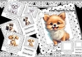 4 Cute Puppies in Black And White Polkadot With Lace/Bows 7x7 Mini Kit