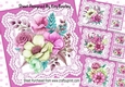4 Pretty Pink And Lace With Pink/Shades Flowers 8x8 Mini Kit