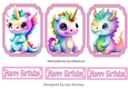 3 Cute Rainbow Baby Dragons Pink Toppers