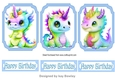 3 Cute Rainbow Baby Dragons Blue Toppers