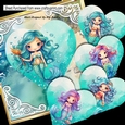 Turq Hearts Of The Ocean With Mermaid Toppers 8x8 Mini Kit (Two)