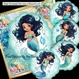 Pretty Mermaid With Black Hair Toppers 8x8 Mini Kit (Three)