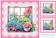 Pretty Coloured Succulents Window Frame On Lace 8x8 (Three)