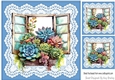 Pretty Coloured Succulents Window Frame On Lace 8x8 (Five)