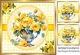 Pretty Yellow Roses In A Vase On Lace 8X8 (Two)
