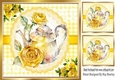 Pretty Yellow Roses With A Teapot On Lace 8X8 (Three)