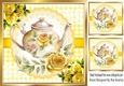 Pretty Yellow Roses With A Teapot On Lace 8X8 (Four)