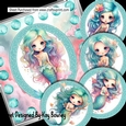 Pretty Mermaids With Turq Hair & Bubbles 8x8 Mini Kit (Four)