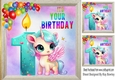 Lovely Unicorn With Balloons, Rainbow Frame 8x8 ( Age One)