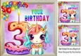 Lovely Unicorn With Balloons, Rainbow Frame 8x8 ( Age Three)