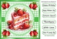 Lovely Strawberry Cake With Green Gingham 8x8 (Two)