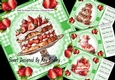 4 Lovely Strawberry Cakes With Green Gingham 8x8 Mini Kit